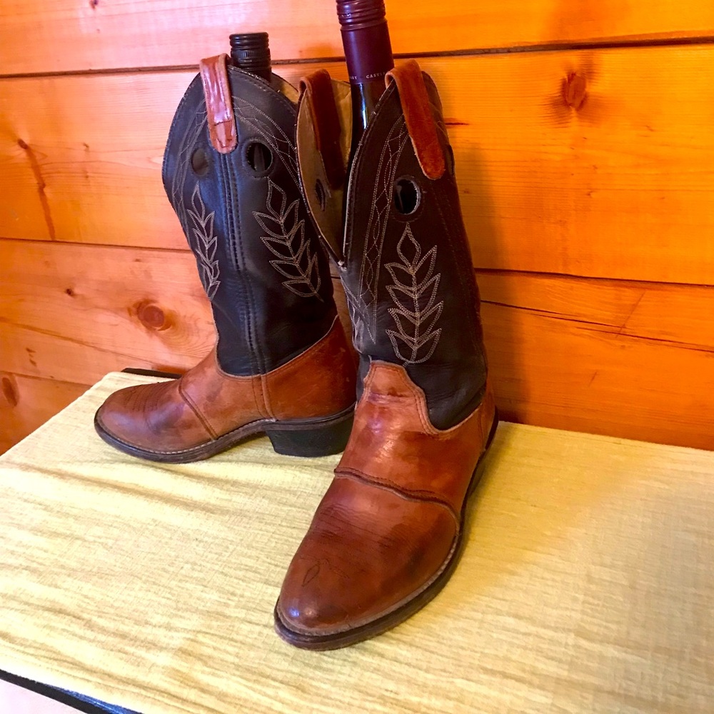 RR Roper Leather Western Boots Rare distressed cowgirl boots.